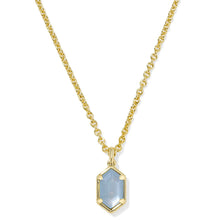  HALLIE SHORT PENDANT GOLD NECKLACE in sky blue mother of pearl