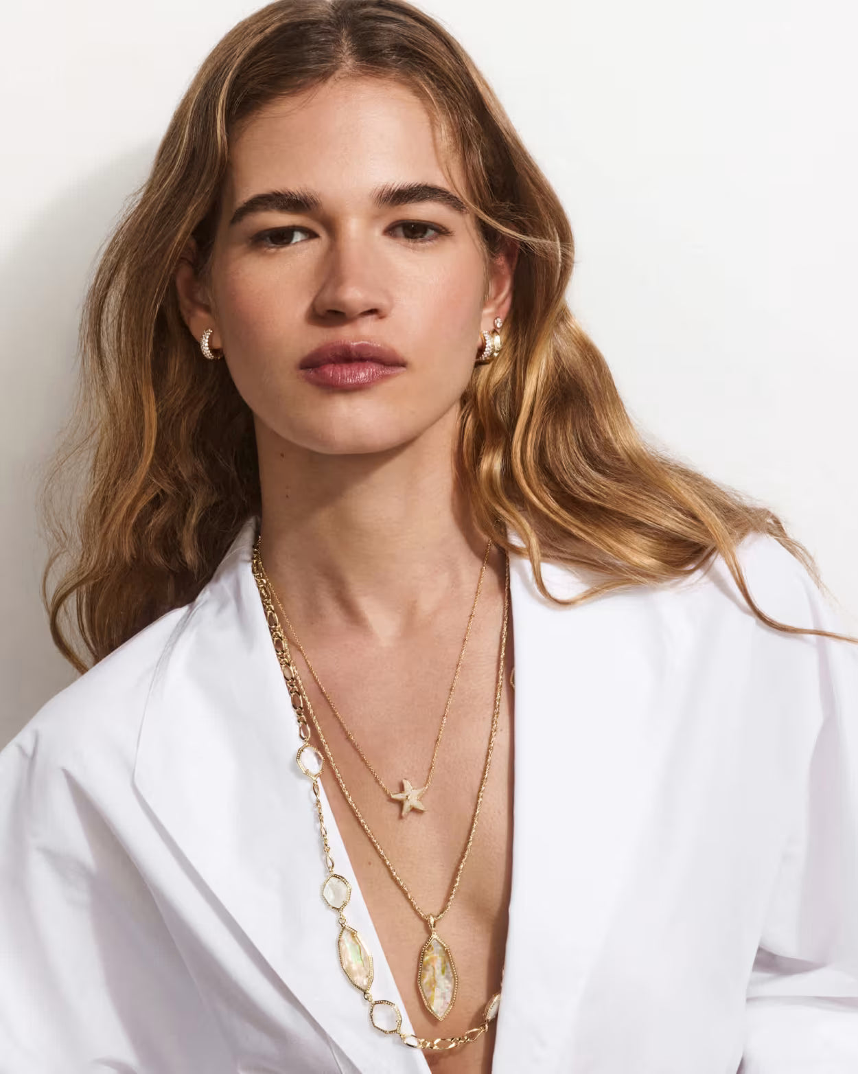 OPHELIA GOLD LARGE LONG PENDANT NECKLACE