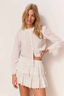  PEARLED RUFFLE MINI SKIRT