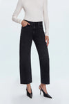 LEXI MID RISE BOWED STRAIGHT JEANS in silver screen