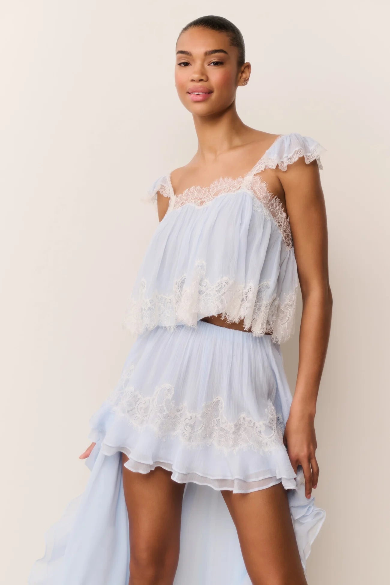 LOVA SILK CHIFFON LACE TOP