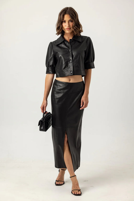 LEATHER BEAKER SKIRT