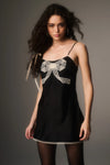 MIRELIS LACE BOW CREPE MINI DRESS