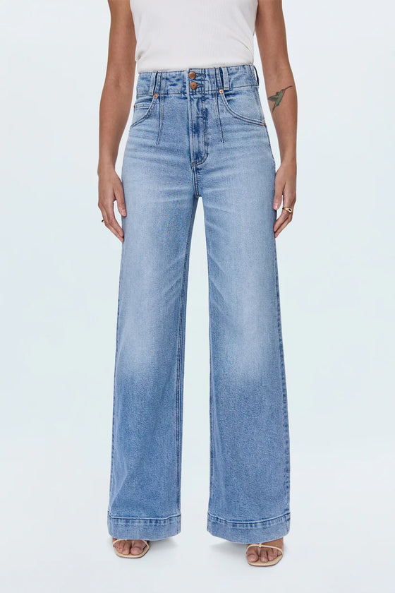 LANA DOUBLE BUTTON HIGH RISE ULTRA WIDE LEG JEANS in terrace
