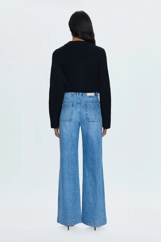 LANA DOUBLE BUTTON HIGH RISE ULTRA WIDE LEG JEANS - gallery wash