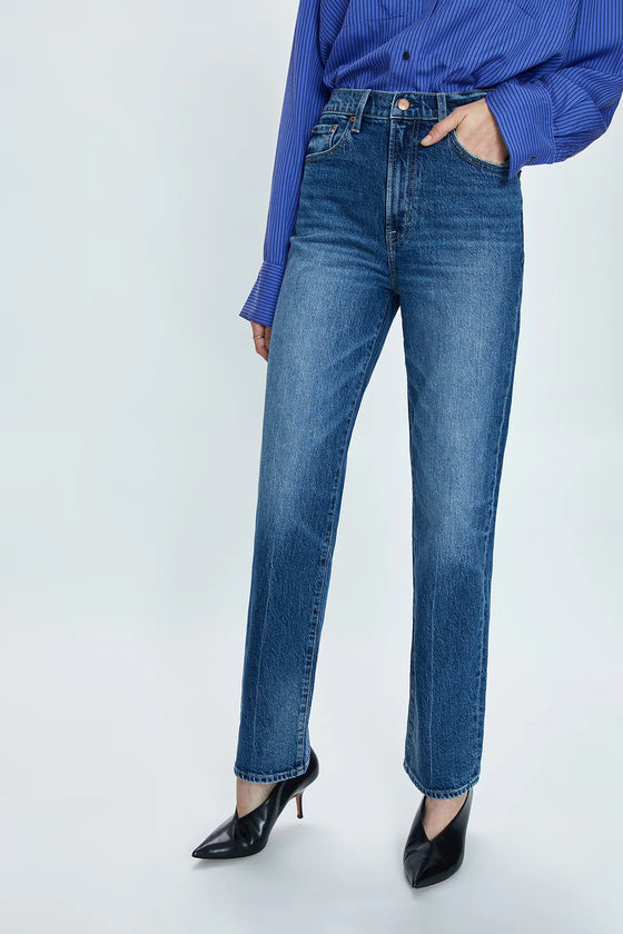 CASSIE SUPER HIGH RISE STRAIGHT JEANS - palladium wash