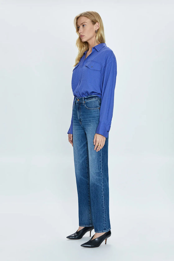 CASSIE SUPER HIGH RISE STRAIGHT JEANS - palladium wash