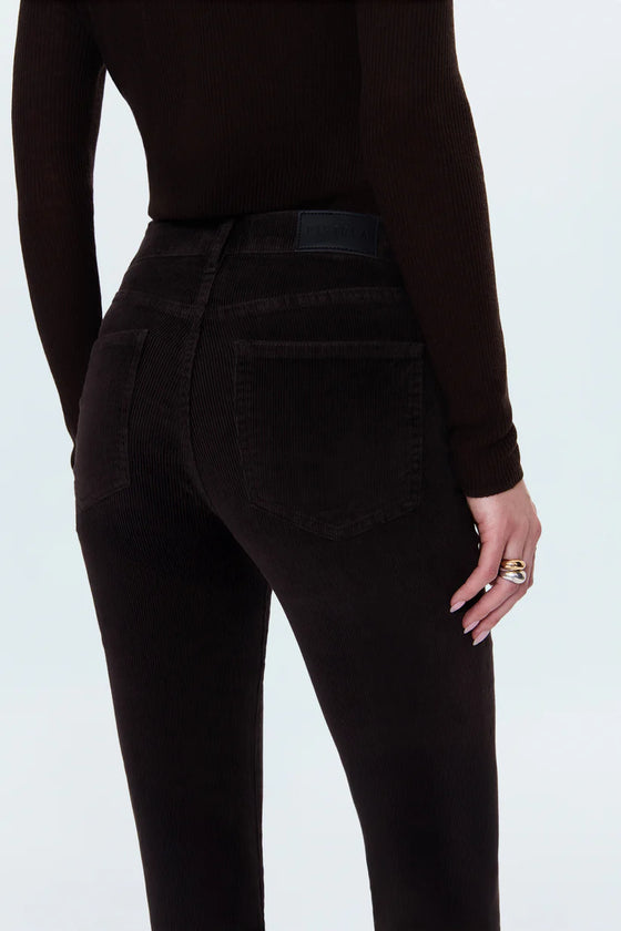 KINSLEY MID RISE ULTRA FLARE CORD PANTS in mocha