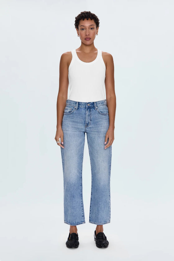 LEXI MID RISE BOWED STRAIGHT JEANS in bowie