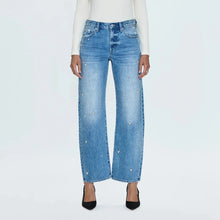  LEXI MID RISE BOWED HEART EMBROIDERED STRAIGHT JEANS