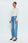 LEXI MID RISE BOWED HEART EMBROIDERED STRAIGHT JEANS