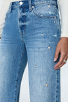 LEXI MID RISE BOWED HEART EMBROIDERED STRAIGHT JEANS