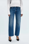 LEXI MID RISE BOWED STRAIGHT LEG JEANS