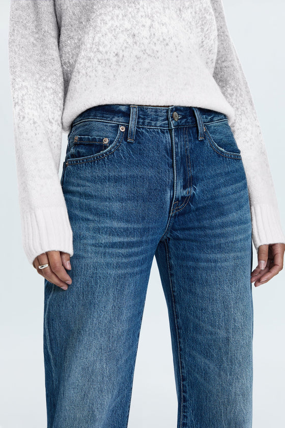 LEXI MID RISE BOWED STRAIGHT LEG JEANS