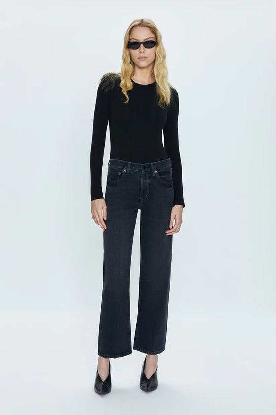 LEXI MID RISE BOWED STRAIGHT JEANS  in mercury
