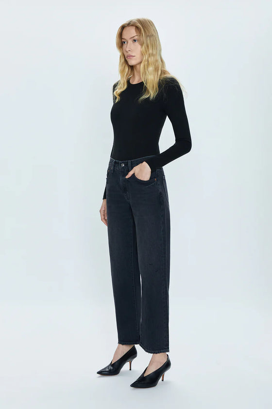 LEXI MID RISE BOWED STRAIGHT JEANS  in mercury