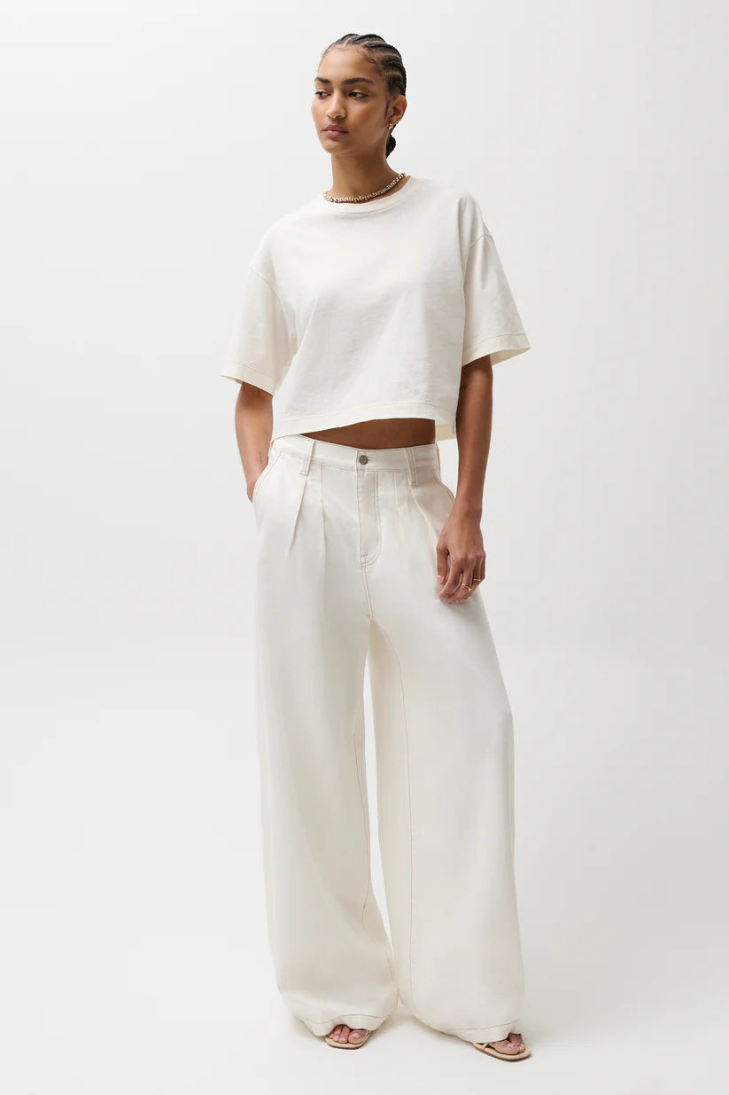 DELPHINE PLEATED WIDE LEGS DENIM