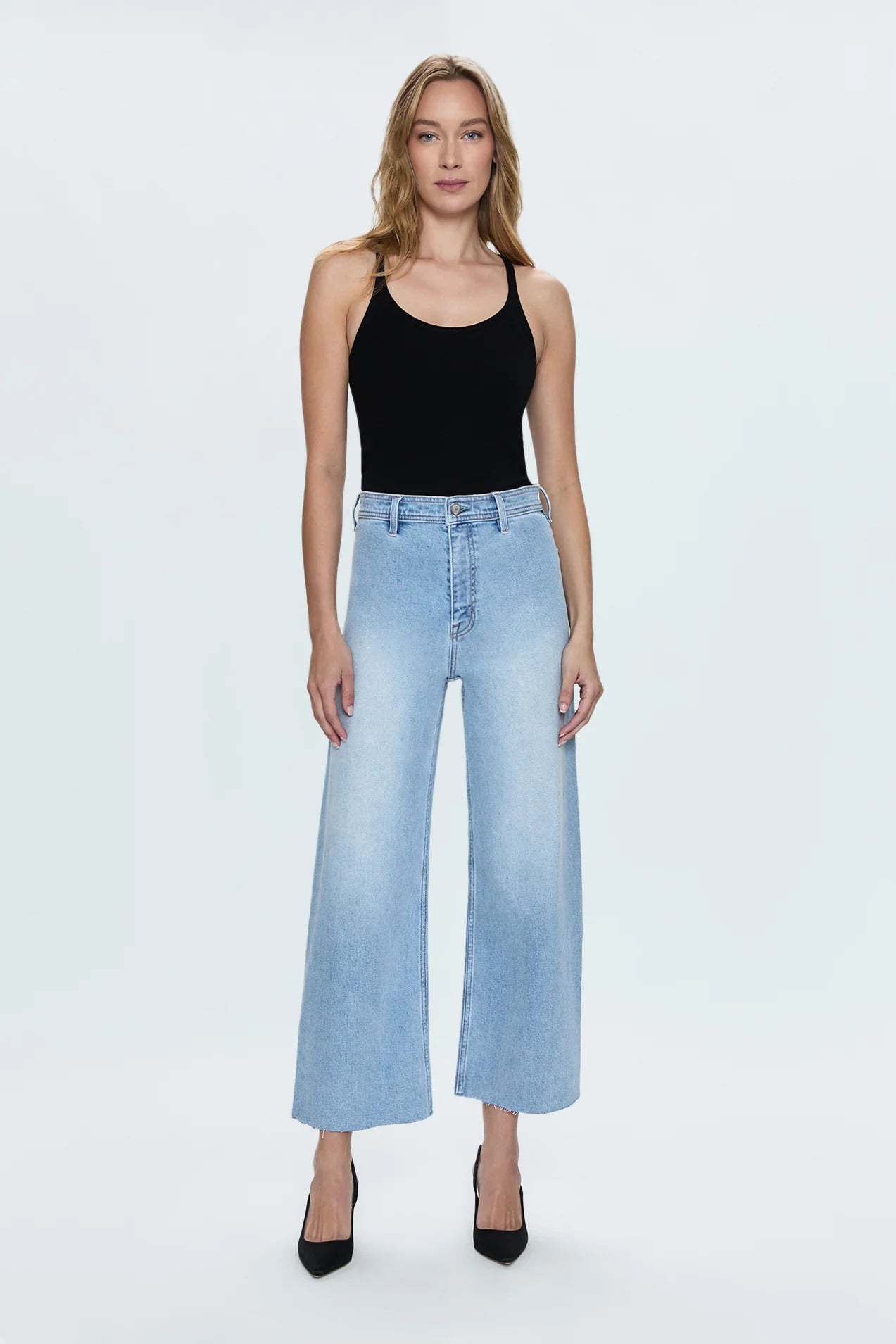 PENNY CROP HIGH RISE WIDE LEG JEANS in collective wash