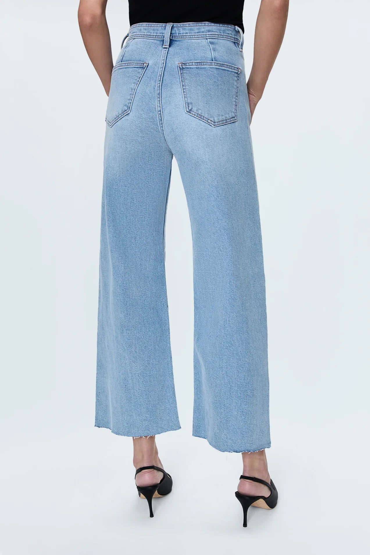 PENNY CROP HIGH RISE WIDE LEG JEANS in collective wash