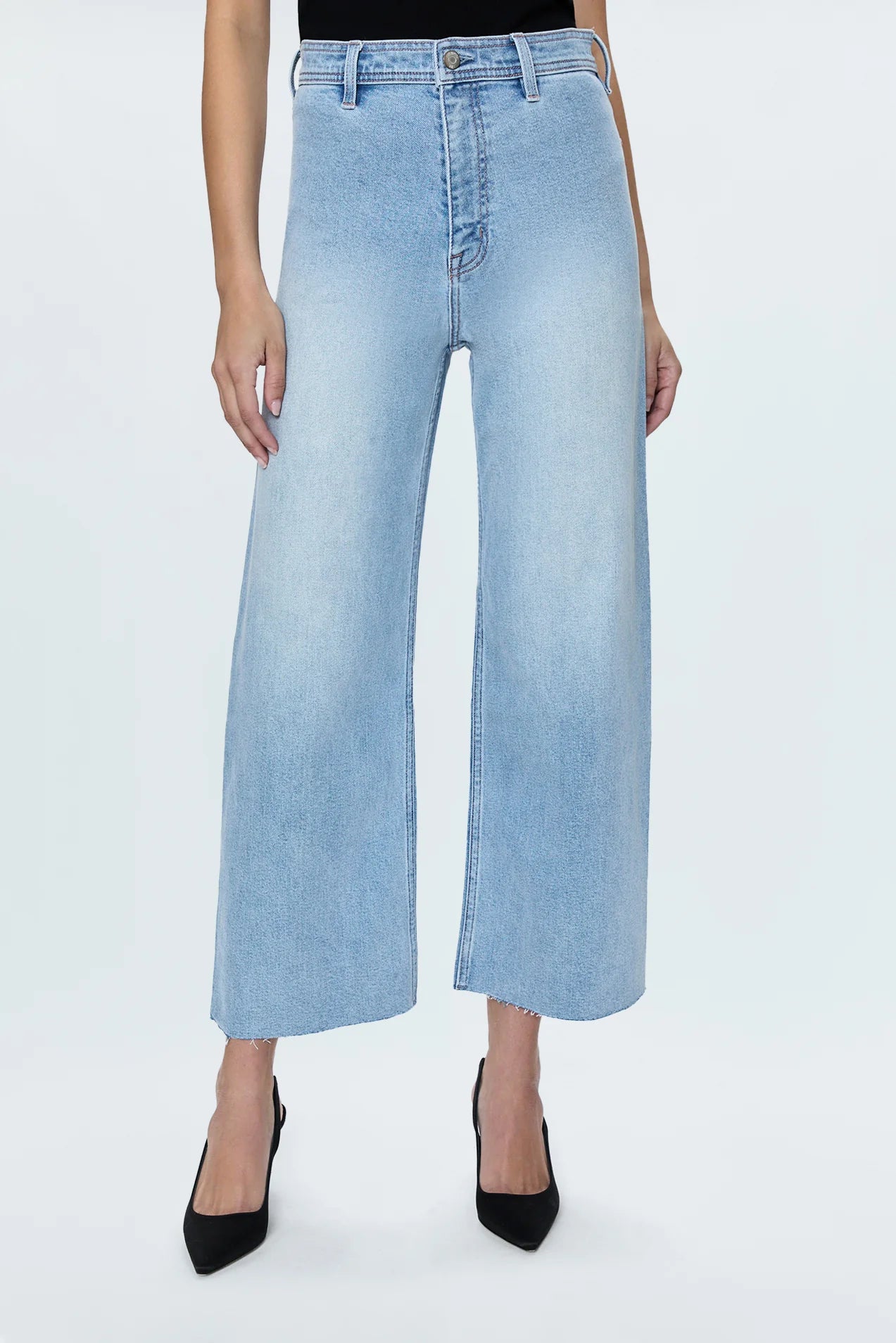 PENNY CROP HIGH RISE WIDE LEG JEANS in collective wash