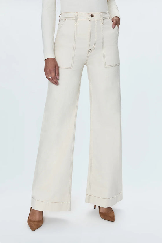 PENNY UTILITY HIGH RISE WIDE LEG JEANS in ecru wash