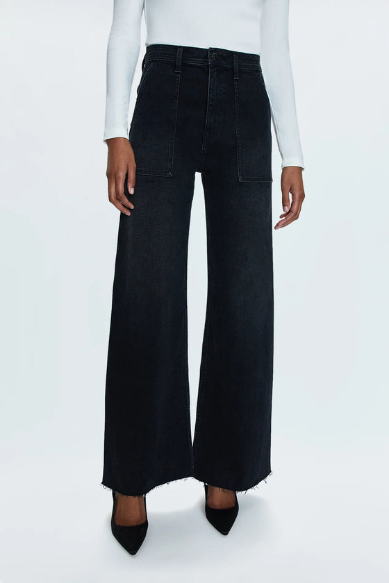 PENNY UTILITY HIGH RISE WIDE LEG JEANS in collins wash