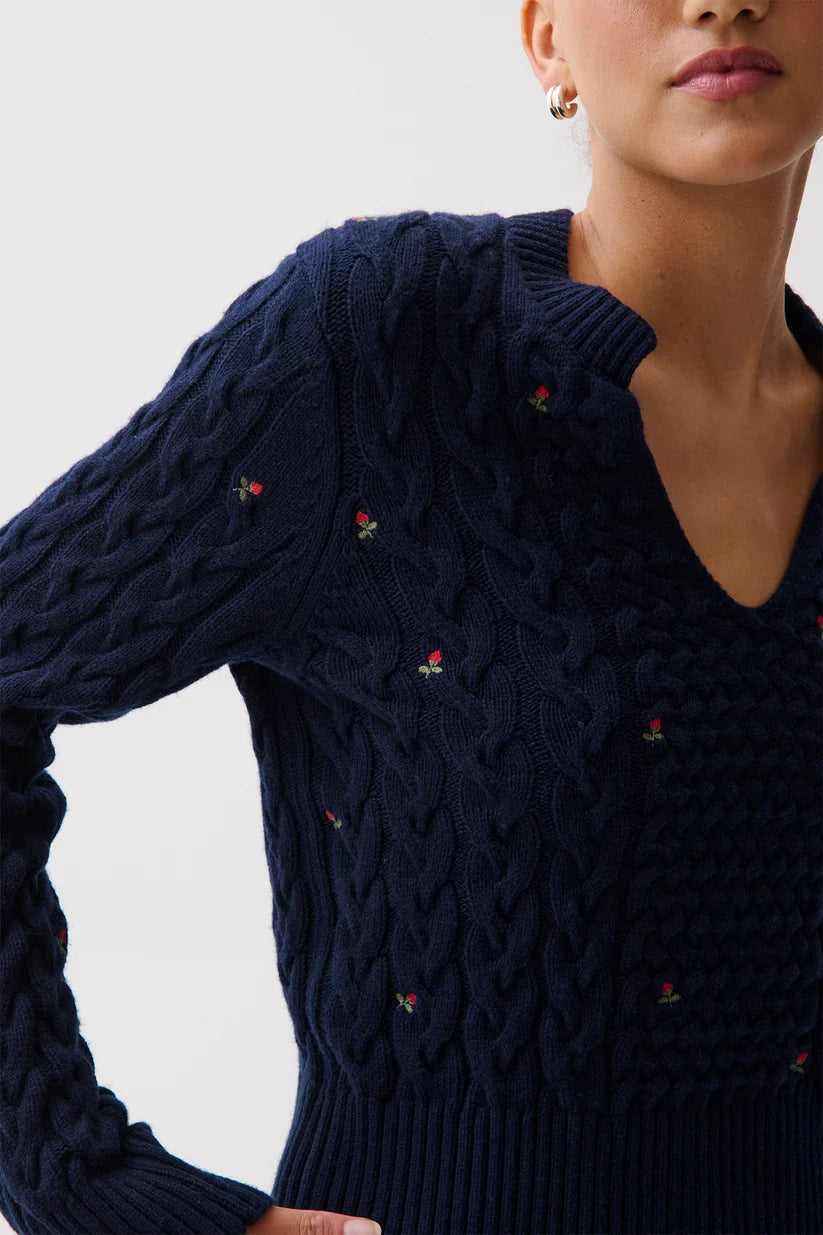 Shana Cable Embroidered Sweater