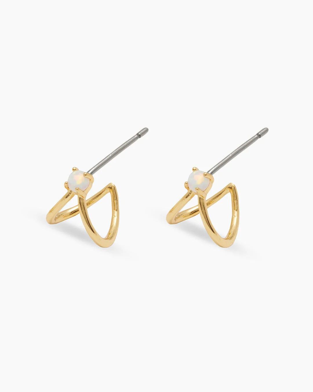 Opalite Solitarie Double Huggie Earrings