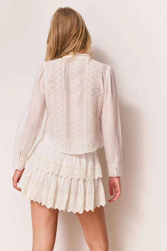 PEARLED RUFFLE MINI SKIRT