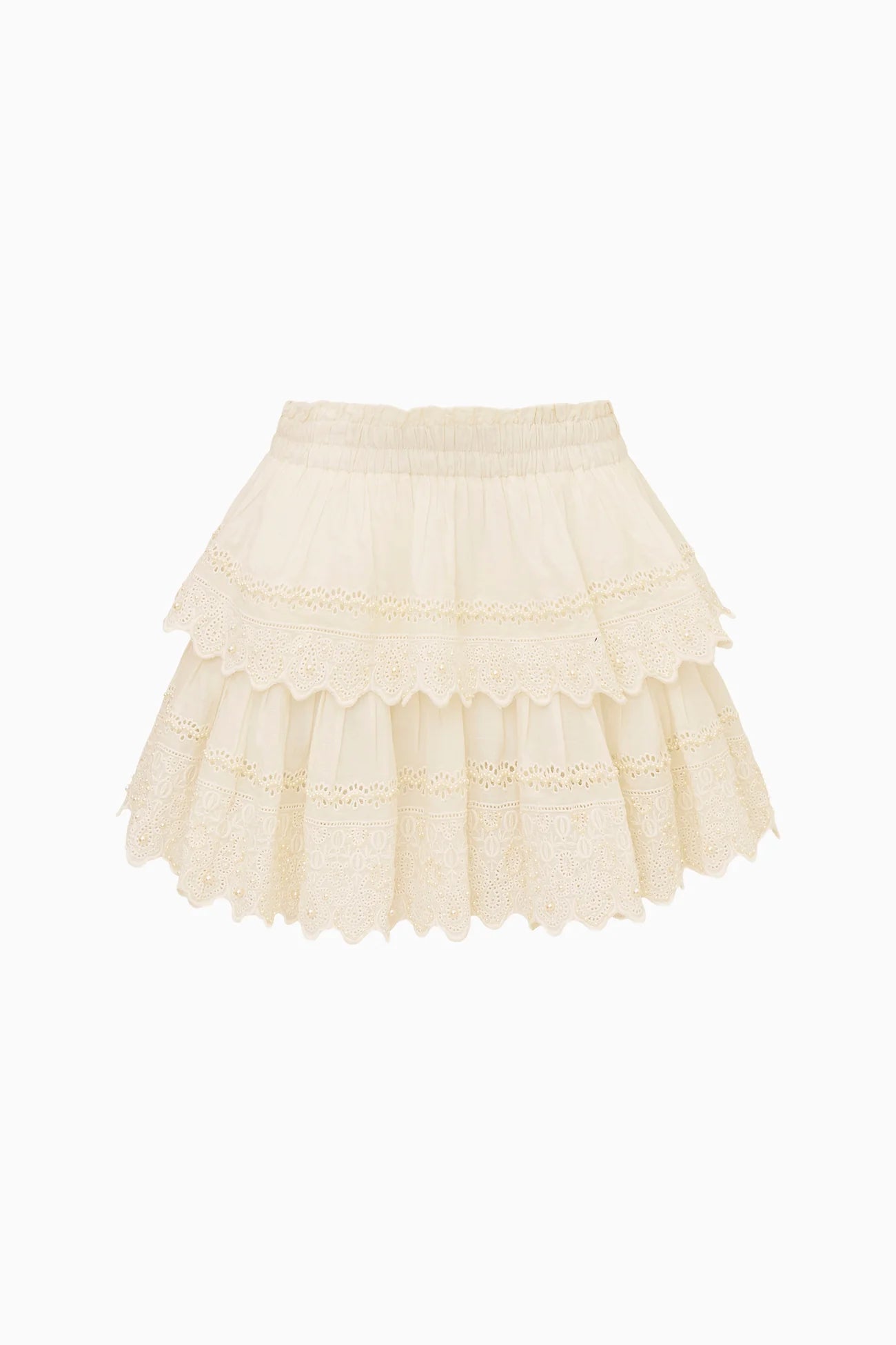 PEARLED RUFFLE MINI SKIRT