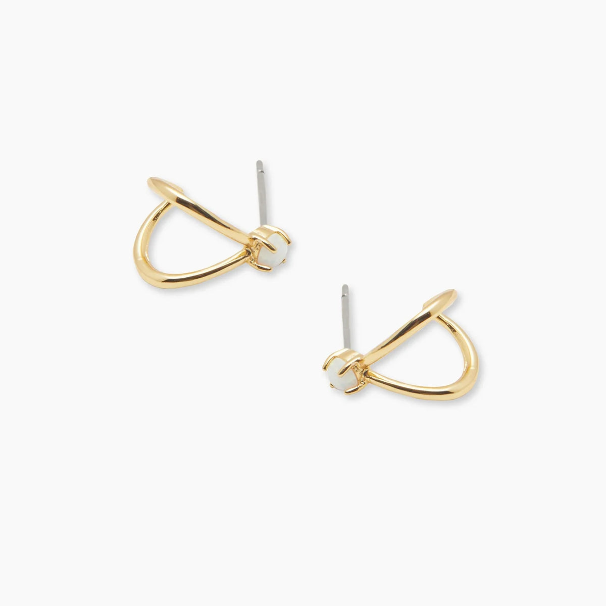 Opalite Solitarie Double Huggie Earrings