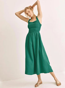  ARIELLE SMOCKED MIDI DRESS