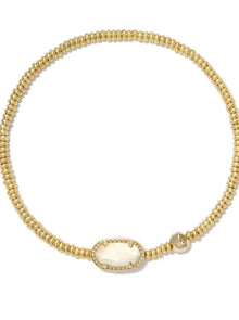  GRAYSON STRETCH GOLD BRACELET in light yellow mother of pearl