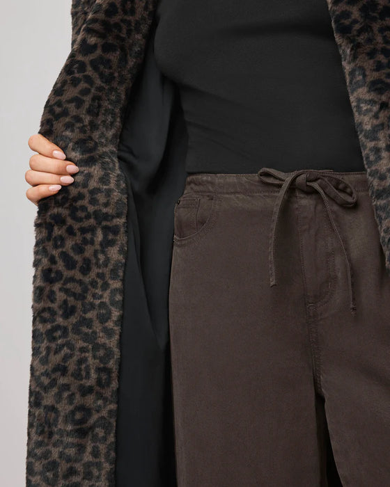 LUCIA LONG LEOPARD VEGAN FUR COAT