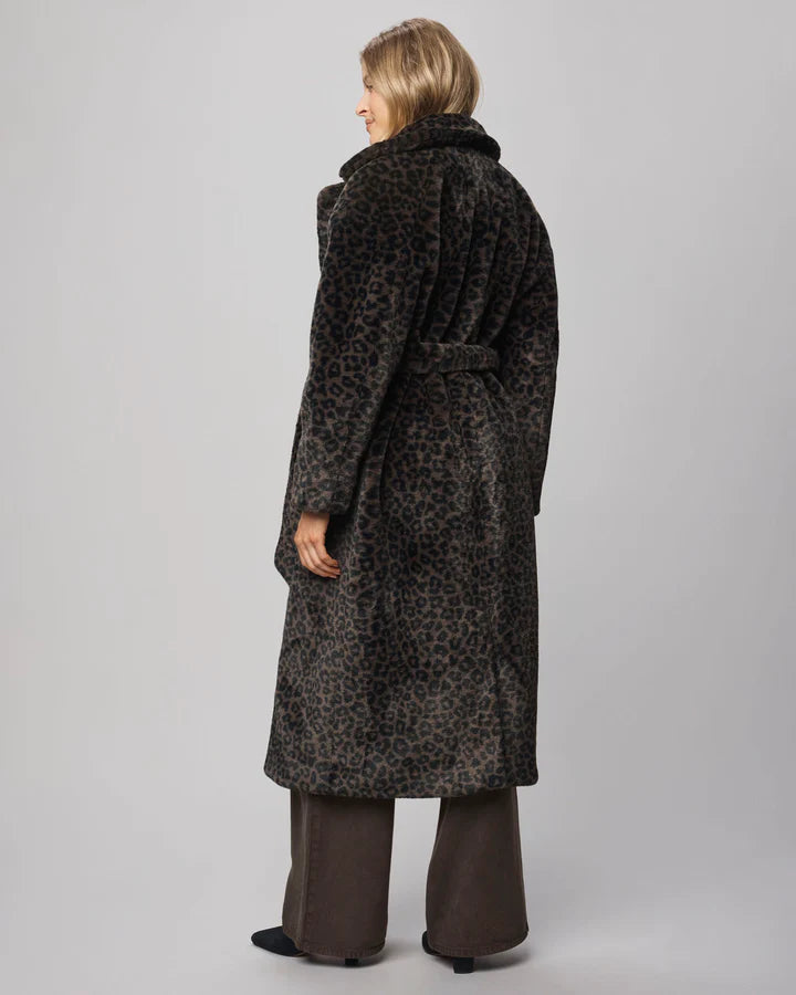 LUCIA LONG LEOPARD VEGAN FUR COAT