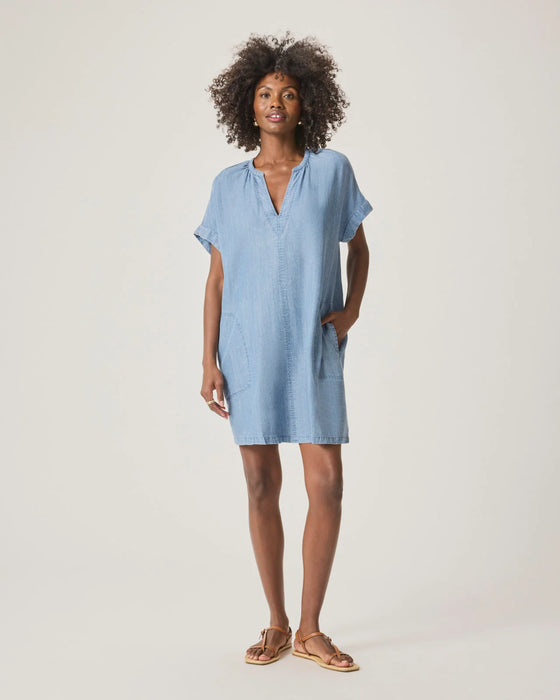 LAUREN BLEACHED INDIGO DENIM DRESS