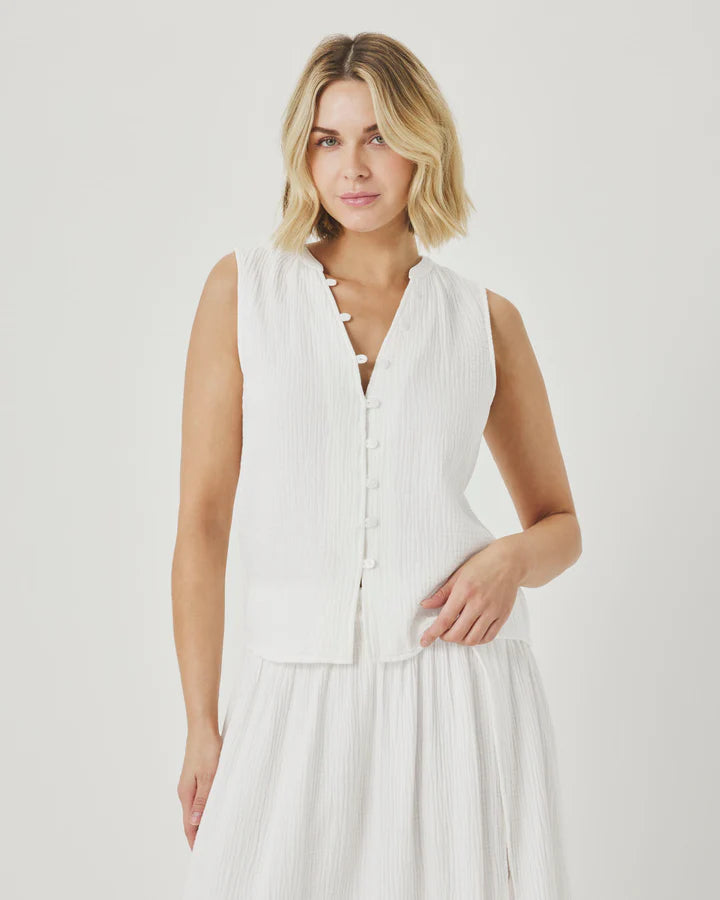 AVA GAUZE BUTTON TANK