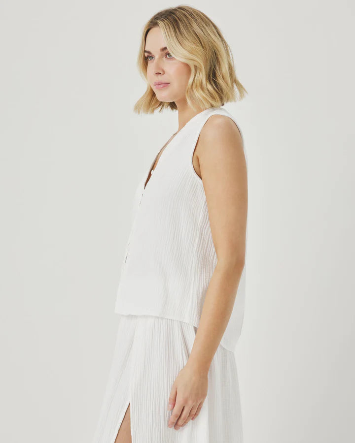 AVA GAUZE BUTTON TANK