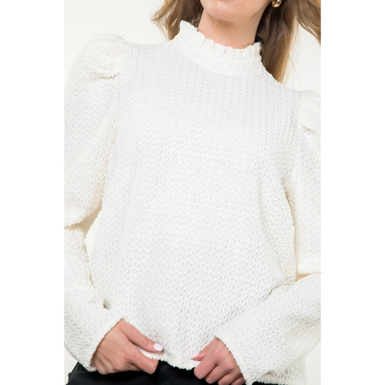 CHENILLE LONG SLEEVE TOP