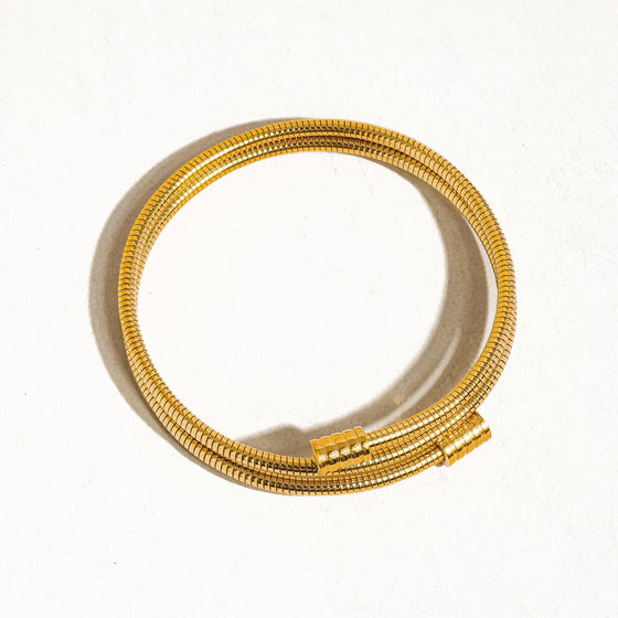 ARNELL NON-TARNISH ROUND SNAKE GOLD CHAIN BRACELEt: Yellow Gold