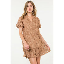  DETAILED MESH PUFF SLEEVE DRESS