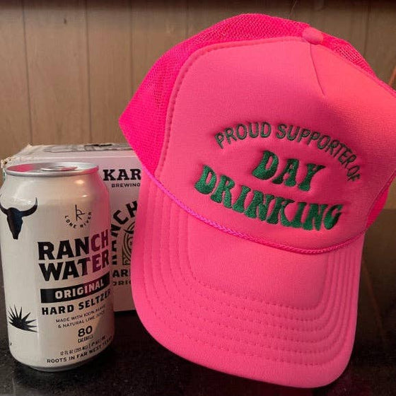 PROUD SUPPORTER OF DAY DRINKING TRUCKER HAT | Neon Pink