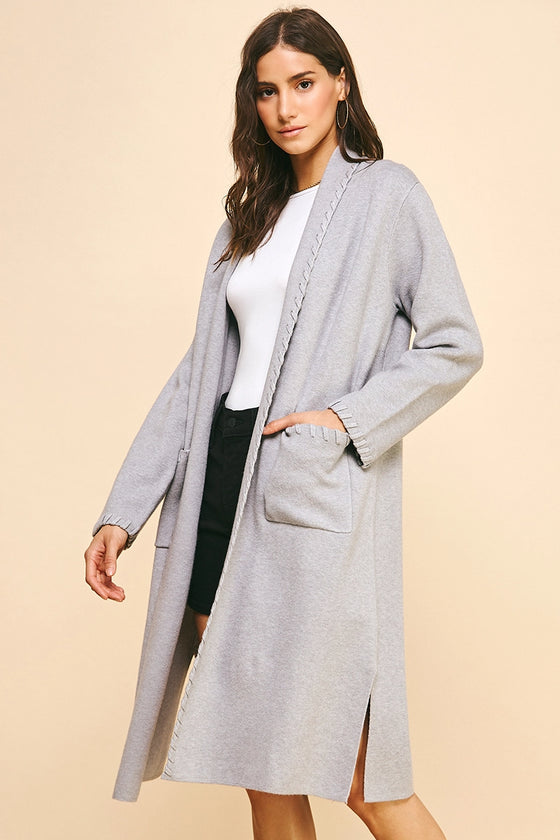 EDGE DETAIL OPEN KNIT CARDIGAN
