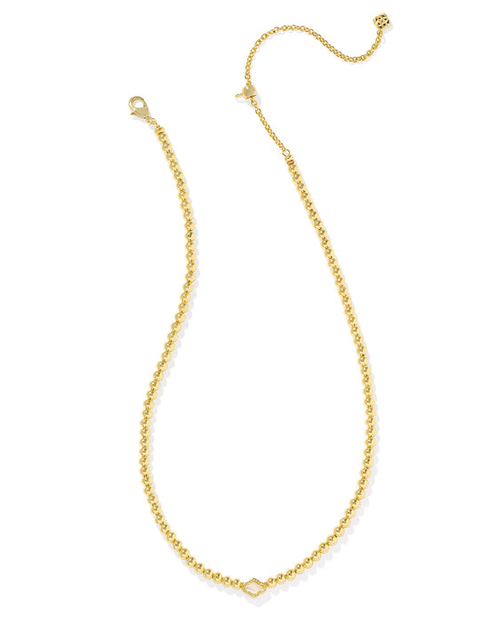 ABBIE BEADED GOLD NECKLACE in natural mother of pearl