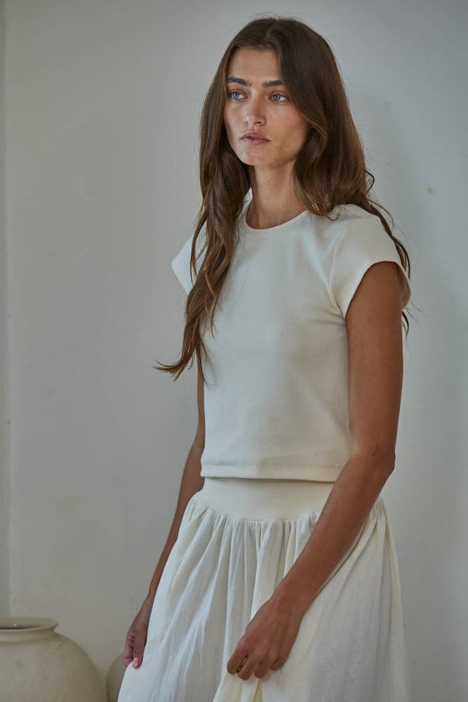 Knit Ribbed Short Sleeve Tee