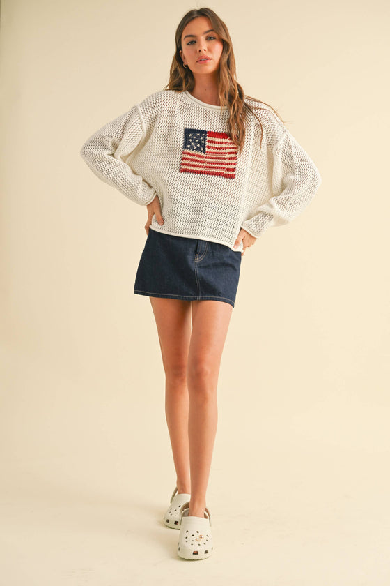 FLAG KNITTED SWEATER in assorted colors