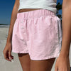 PINK + WHITE STRIPED PULL ON BOXER SHORTS