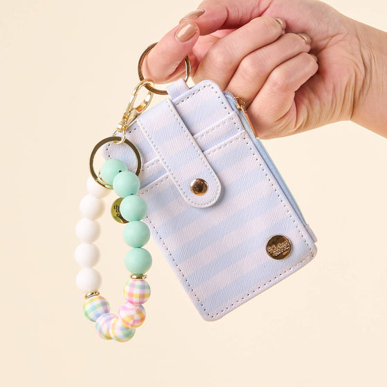 KEYCHAIN WALLET-Gingham Blue