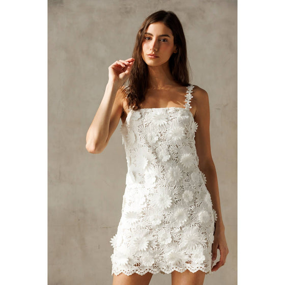 WHITE FLORAL PARTY DRESS
