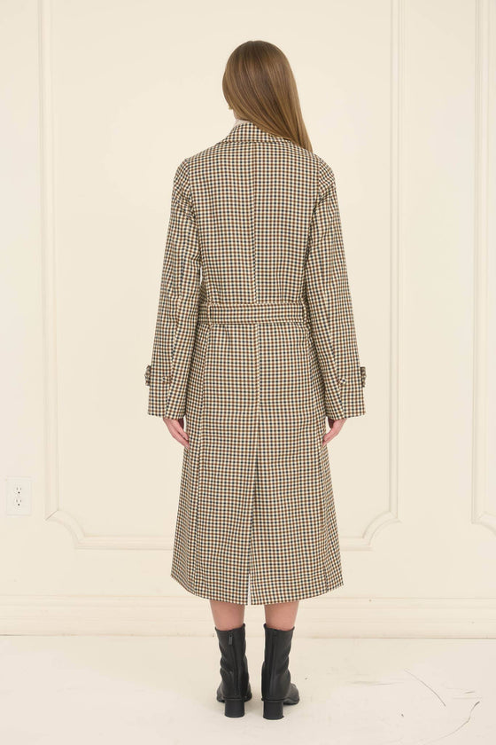MOON RIVER - PLAID BELTED TRENCH COAT